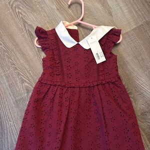 Janie and Jack Burgundy Dress with White Collar Never worn